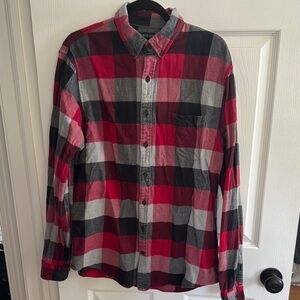 Men's Red and Black Plaid Shirt